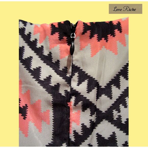 LOVE RICHE NEW Bohemian Geometric Aztec Tribal Print Shift Dress M - Picture 9 of 11